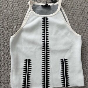 Express Cream Graphic Crop Tank Top